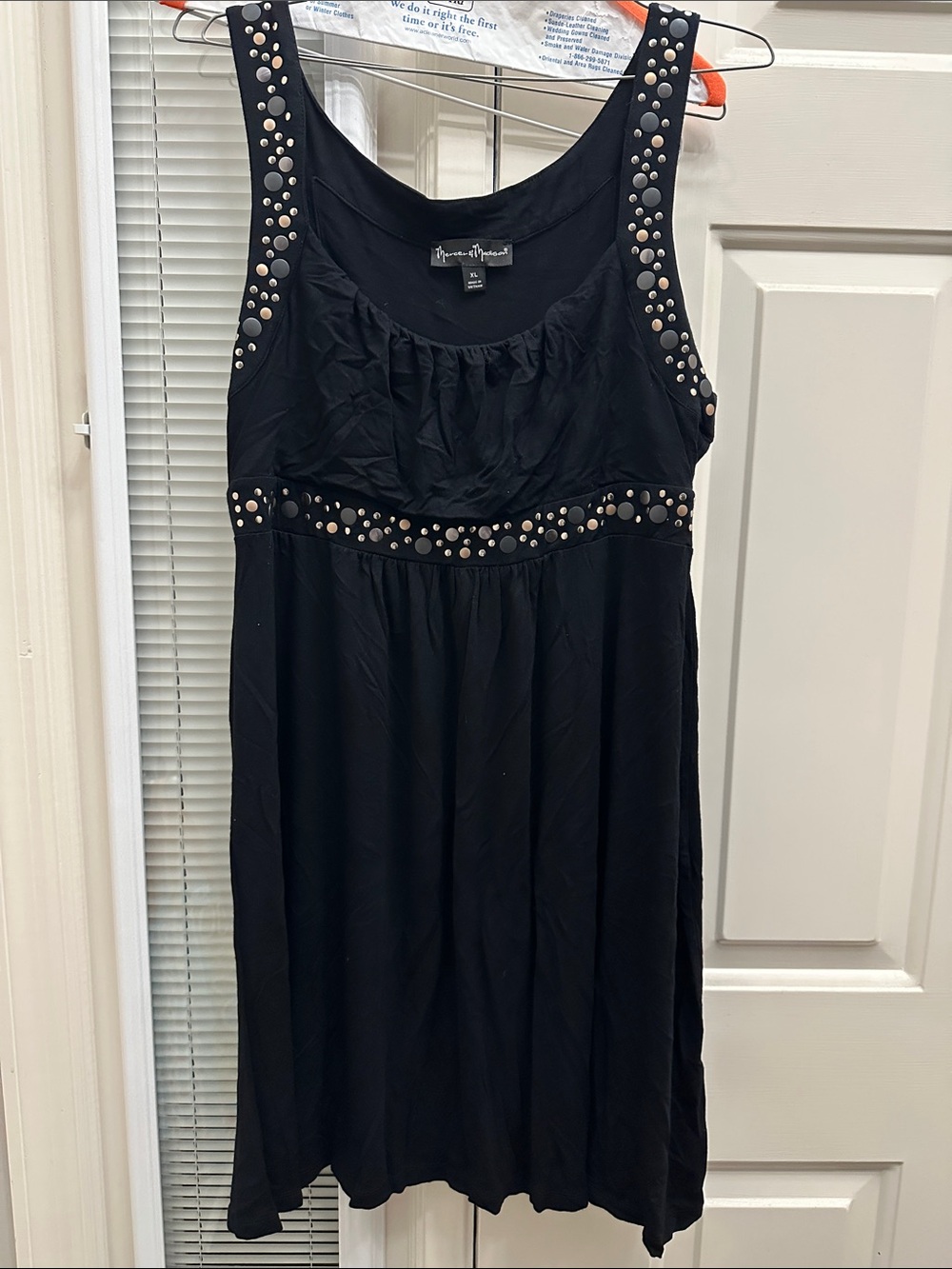 Black Studded Scoop Neck Dress